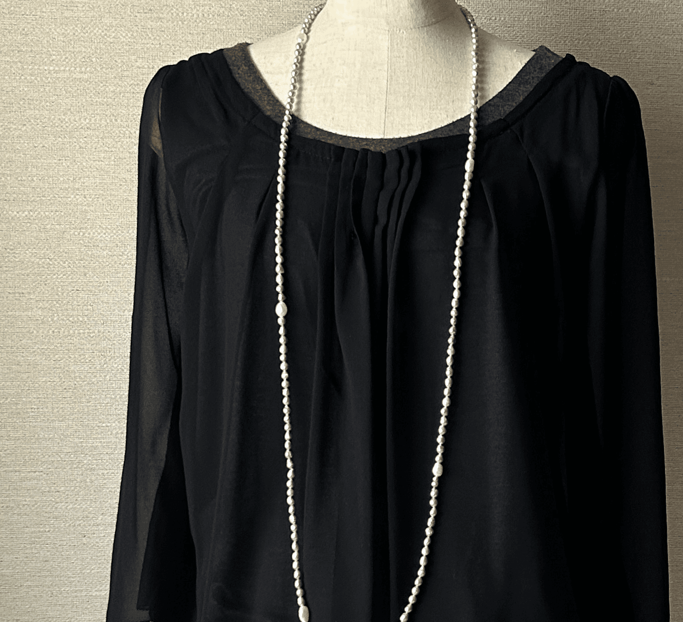淡水パール ロングネックレス 120cm ライトグレー
