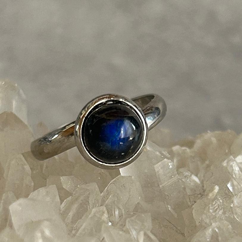 ブラックラブラドライト リング/サージカルステンレス フリーサイズ1枚目の画像