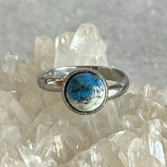 ヒマラヤ産 K2アズライト リング/サージカルステンレス フリーサイズ1枚目の画像
